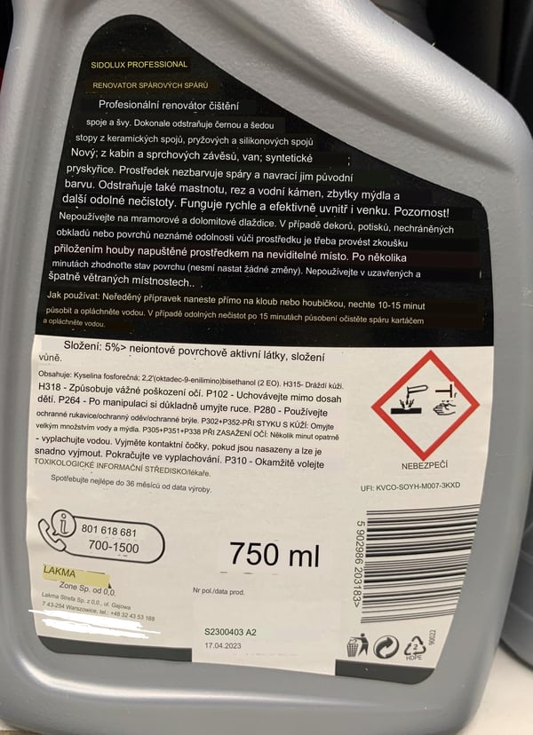 Sidolux rengøringsmiddel til fuger og samlinger 750 ml