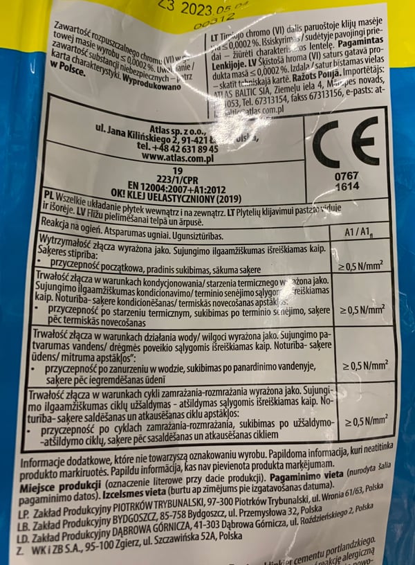 Elastisk fliseklæber, klasse C1TE, 5 kg