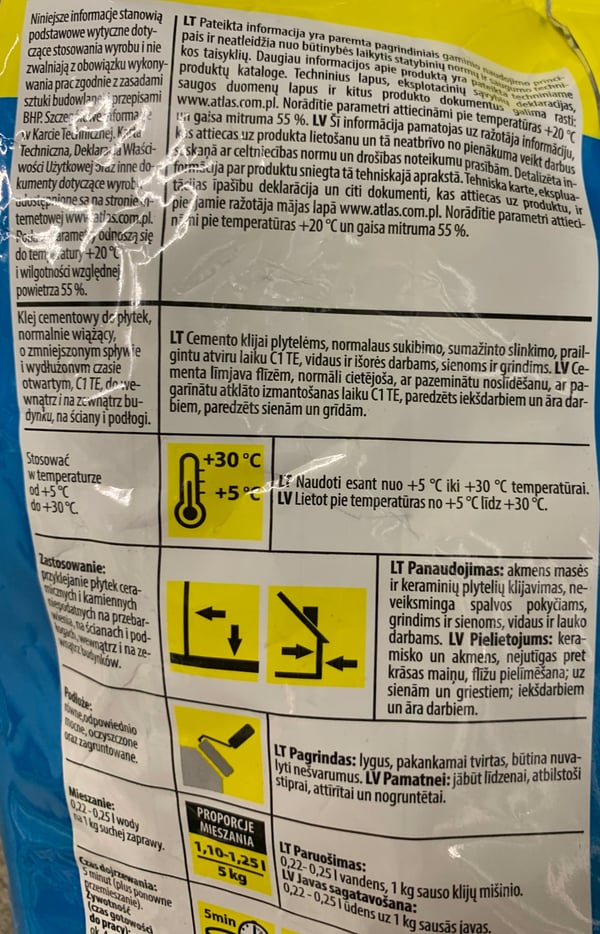 Elastisk fliseklæber, klasse C1TE, 5 kg