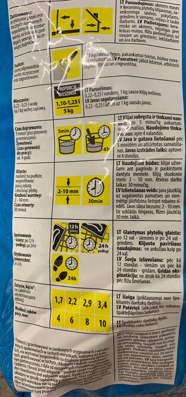 Elastisk fliseklæber, klasse C1TE, 5 kg