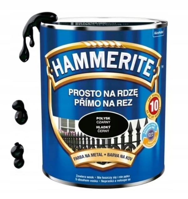 Hammerite Metalmaling Direkte til Rust Blank Sort 0,7 l