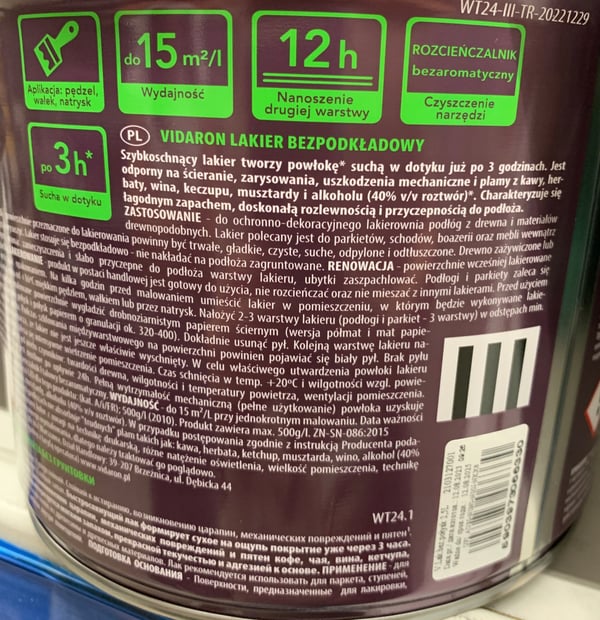Pohjaton väritön puulakka 0,75 l