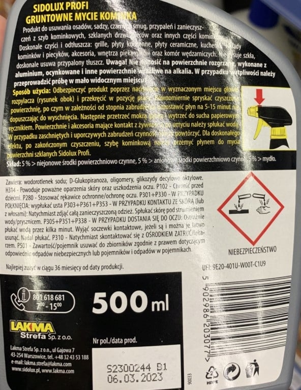 Grillin ja kaminan puhdistusaine Sidolux 750ml