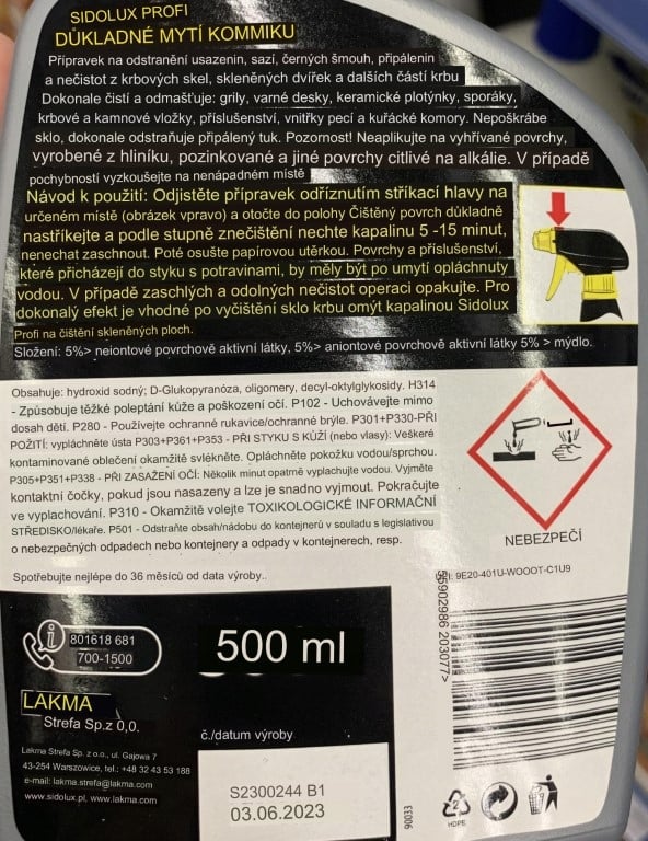 Grillin ja kaminan puhdistusaine Sidolux 750ml
