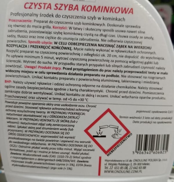 Væske til vask af pejsglas Feda 0,6 l