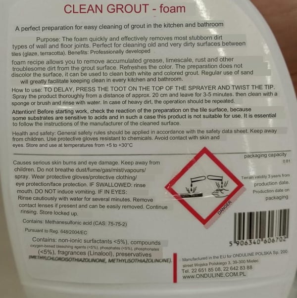 Skum til rengøring og vask af fuge Feda Expert 0,6 l