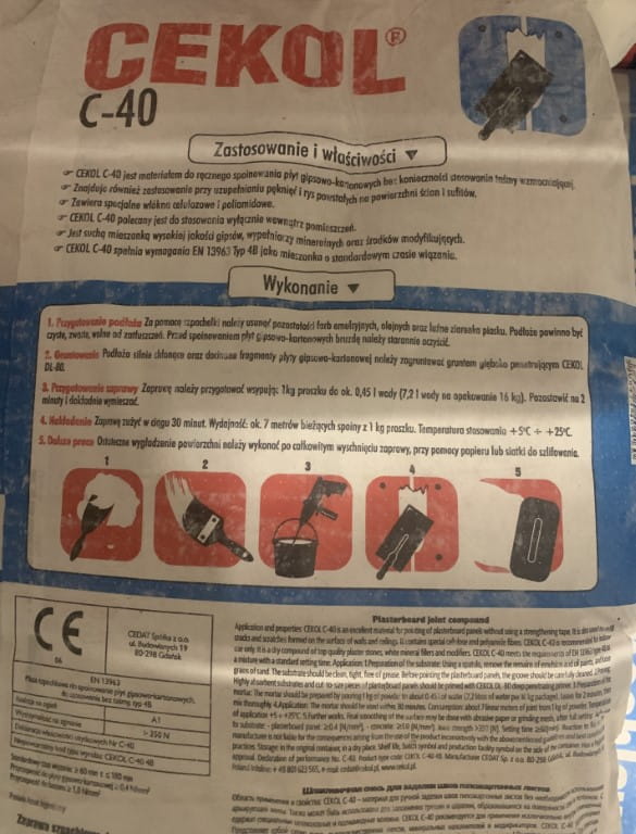 Spartelmasse til samlinger af gipsplader C-40 5kg