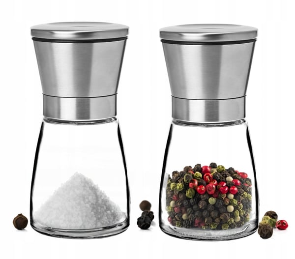 Manuel salt- og peberkværn i glas 190 ml display