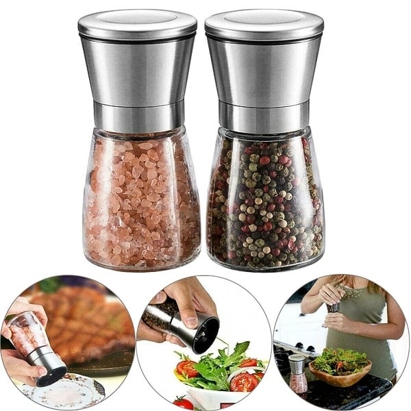 Manuel salt- og peberkværn i glas 190 ml display