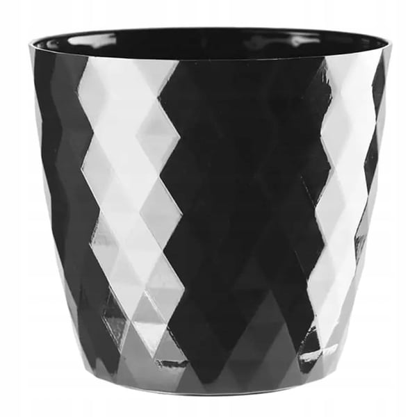 Sort plastik blomsterpotte Cristal 20 x 18 cm