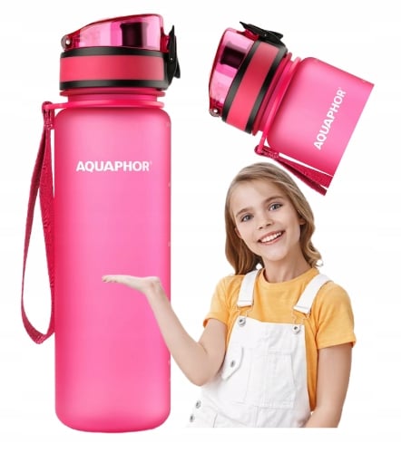Filterande vattenflaska 0,5l Aquaphor rosa + 1 filter