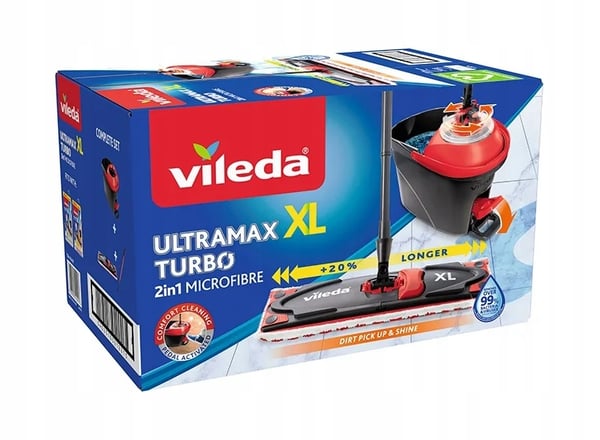 Vileda Ultramax Turbo XL flad roterende moppe med spand
