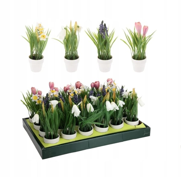 Kunstige dekorative blomster i hvid potte 23 cm