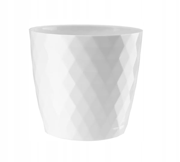 Dekorativ hvid plastikpotte til blomster Cristal 14x12 cm