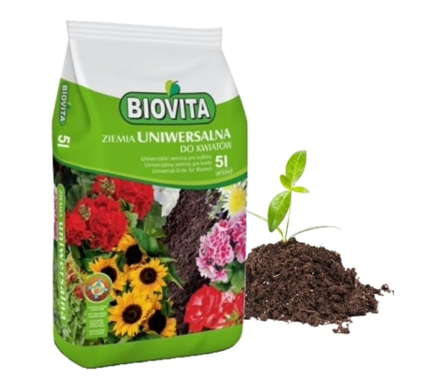 Universell trädgårdsjord 5,5-6,5 pH för blommor 5l