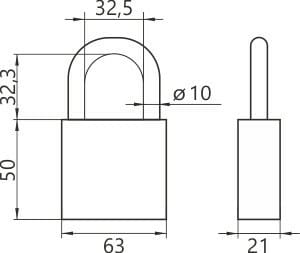 Massiv støbejernshængelås med 62 mm nøgle