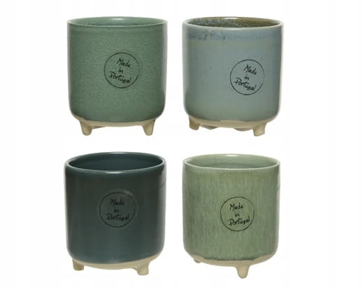 Dekorativ keramisk potte på ben 8,5x7,5 cm