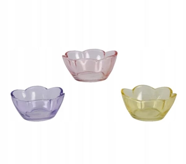 Blomstret farverig dekorativ glasskål 4x9 cm