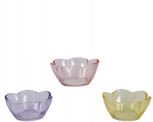 Blomstret farverig dekorativ glasskål 4x9 cm