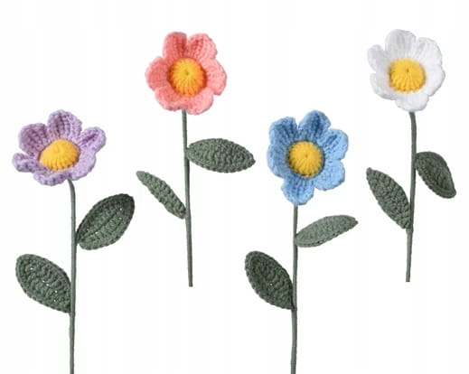 Strikket blomst charmerende dekoration af materiale 30x7 cm