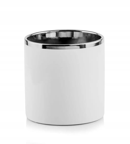 Keramisk kabinet, hvid og sølv, glamour, 14x13 cm, cylinder