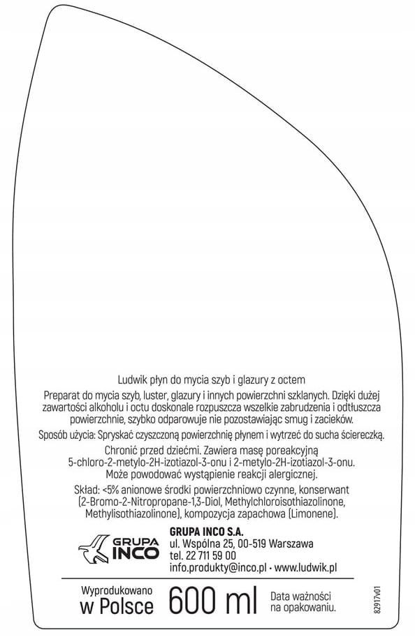 Ludwik Glas- og Fliserens med Eddike 600 ml Grapefrugt