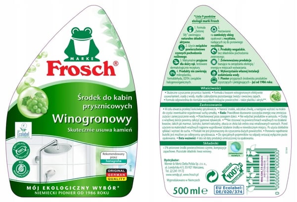 Frosch suihkupuhdistusaine 500 ml rypäle