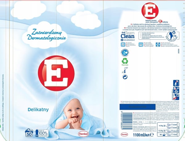 Huuhteluaine 1,1 l E Herkkä 50 pesua herkälle pyykille
