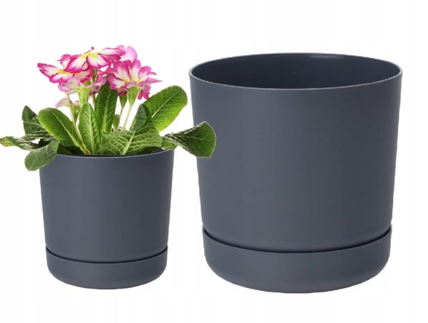 Plastkruka med fat 13x14,6cm antracit matt