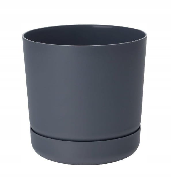 Plastkruka med fat 13x14,6cm antracit matt