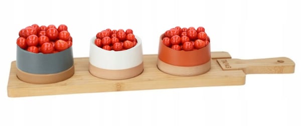 Snackset bræt +3 skåle 48cm stentøj
