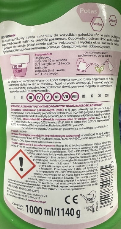Biopon mineralgødning til alle rosensorter 1l