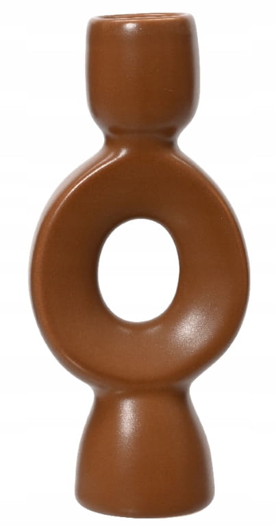 Brun porcelænslysestage 15,3x6,8 cm
