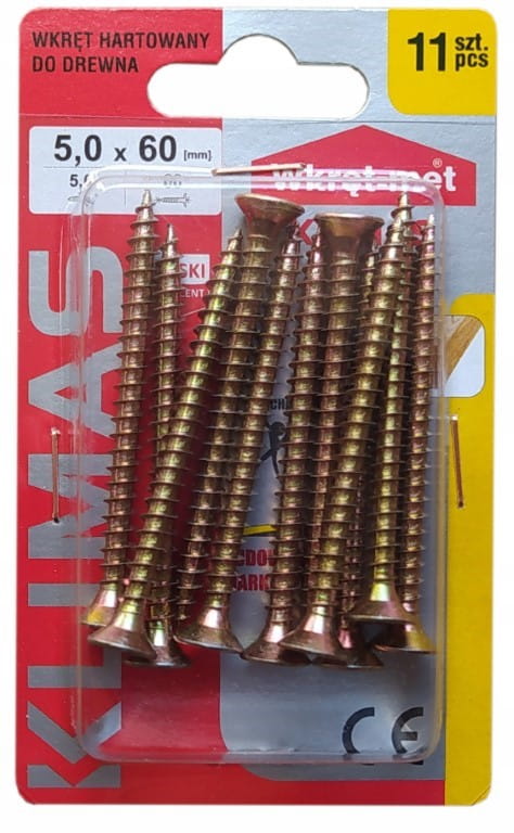 Hærdede træskruer 5x60mm 11 stk. PZ2 guld