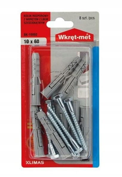 Expansionspluggar 10x60mm med sexkantshuvud 8 st