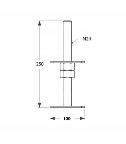 M24-napainen jalusta 100x250x4mm musta
