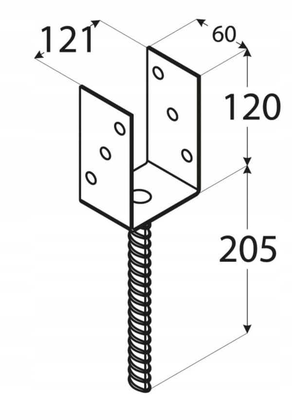 Pylväsjalan ankkuri 121x120mm M18 upotukseen