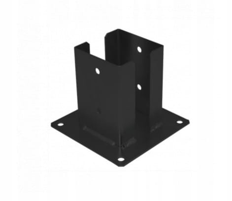 Stolpefod skruet fast til beton 92x150x2mm sort