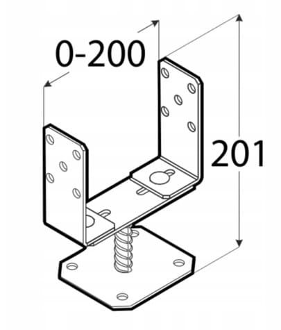 Søjlefod skruet fast til beton 0-200x200 mm
