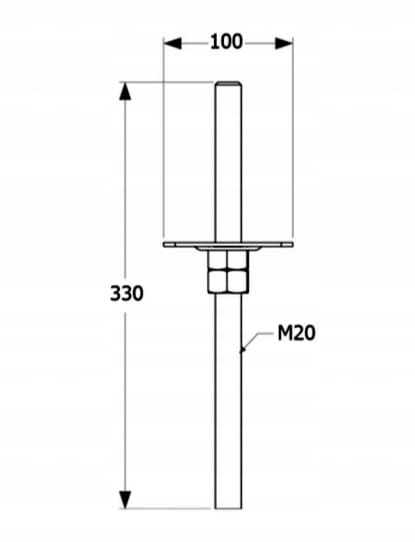 M20 mastfod 100x330x3mm galvaniseret