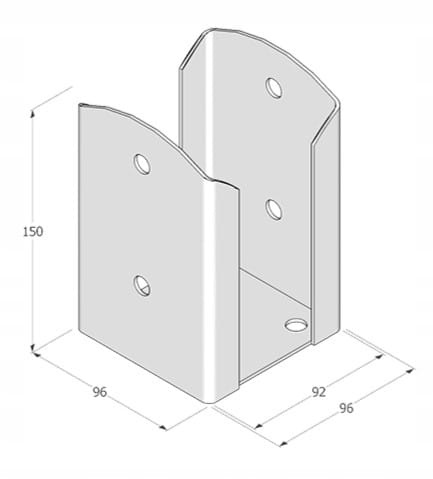 Stolpefod skruet fast til beton 91x150x2,0 mm antracit