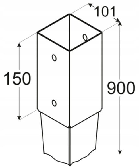 Ståljordankare för stolpbas, 100x900mm