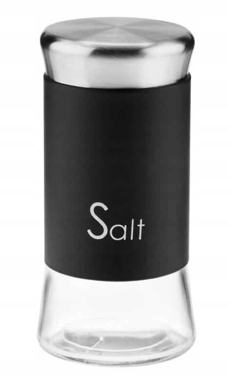 Saltbøsse, dekorativ saltbøsse i sort glas, 150 ml