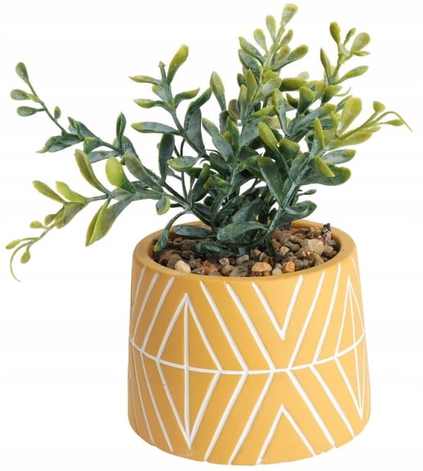 Dekorativ kunstig plante i cementpotte 9,5x16 cm