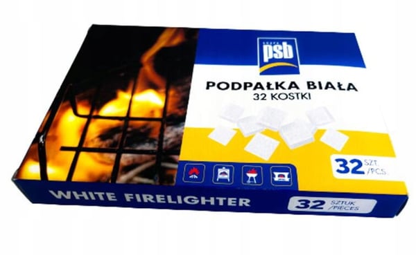 Grillved, vit, universal, 32 paraffinkuber