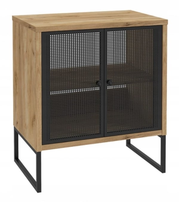 80x70 cm stående skab på metalben, sort lamineret plade, Fiora