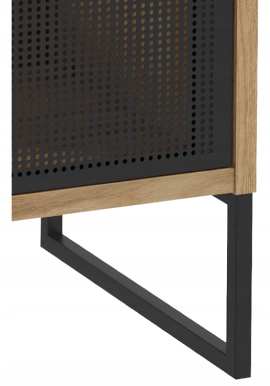 80x70 cm stående skab på metalben, sort lamineret plade, Fiora
