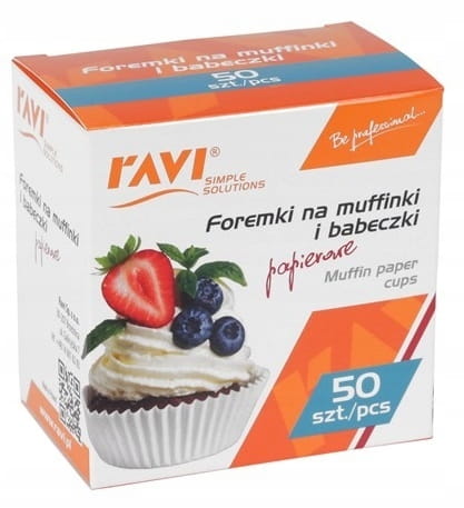 Papirforme til muffins og cupcakes, 50 stk., hvide