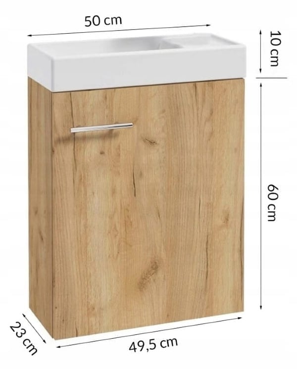 Set med badrumsskåp med handfat 50x70 + spegelskåp 50x60, Verona hantverksek