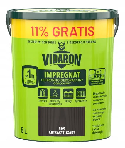 Vidaron haveimprægnering 5L antracitgrå beskyttende og dekorativ